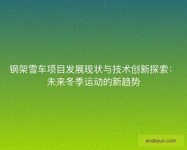 钢架雪车项目发展现状与技术创新探索：未来冬季运动的新趋势